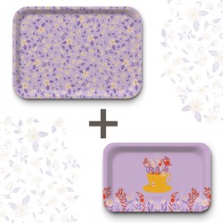Lot de plateaux rectangulaires kraft (1 S et 1 L) - Bouquet d'amour