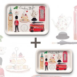 Lot de plateaux rectangulaires kraft (1 S et 1 L) - London Style