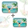 Lot de plateaux rectangulaires kraft (1 S et 1 L) - Femme à la plage