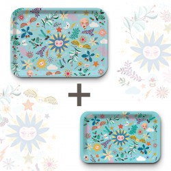 Lot de plateaux rectangulaires kraft (1 S et 1 L) - Soleil d'Hiver