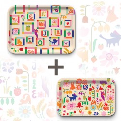 Lot de plateaux rectangulaires kraft (1 S et 1 L) - Enjoy