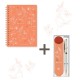 Lot carnet A5 à spirale (160p.) et étui stylo - Fleurever