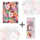 Lot carnet A5 à spirale (160p.) et étui stylo - Floral Rose