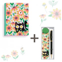 Lot carnet A5 deluxe (160p.) et étui stylo - Retro Love