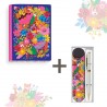 Lot carnet A5 deluxe (160p.) et étui stylo - Forêt Florale