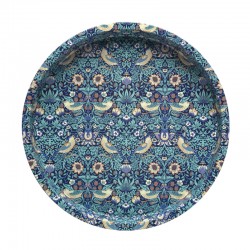 Plateau rond (dia 30cm) en métal -William Morris (Strawberry Thief B)
