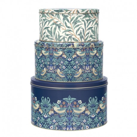 Set 3 boîtes rondes gigognes GM métal -William Morris (S. Thief Blue)