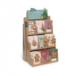 Présentoir de 36 cartes de Noël et ornements - Xmas