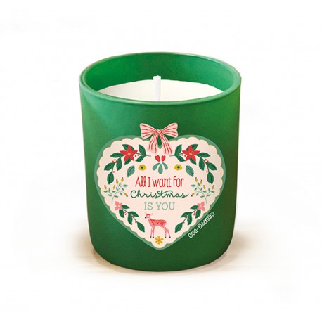 Bougie parfumée 220gr en verre vert - Ho Ho Ho (All I want...)