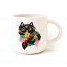 Mug céramique rond blanc 350ml - Maison Bonbon (chat enguirlandé)
