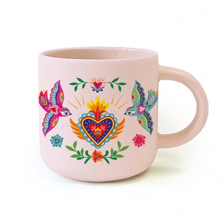 Round ceramic mug 12oz - Canta la Vida (Corazón)