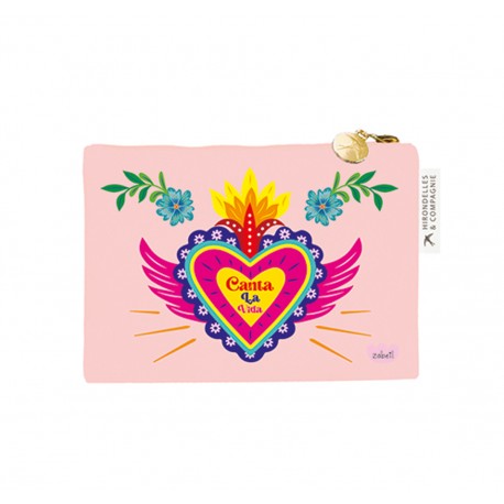 Porte-monnaie en coton rose - Canta la Vida