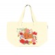 Grand sac cabas en coton beige avec fermeture - Nature vivante renard