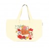 Grand sac cabas en coton beige avec fermeture - Nature vivante renard