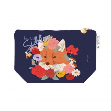 Large pouch in cotton(28x18 cm) - Nature vivante (renard)