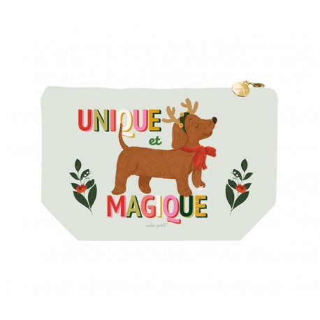 Large pouch in cotton(28x18 cm) - Un Noël qui a du chien