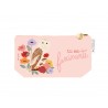 Trousse rectangulaire en coton PM rose - Nature vivante (chouette)