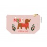 Trousse rectangulaire en coton PM rose - Un Noël qui a du chien