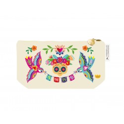 Trousse rectangulaire en coton PM beige - Canta la Vida (Amor)