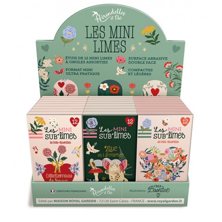 Display 24 boxes of 12 nail files (3 ass x 8pcs) - Les sub'limes