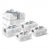 Big square bow box set of 5 - Silver Snowflakes