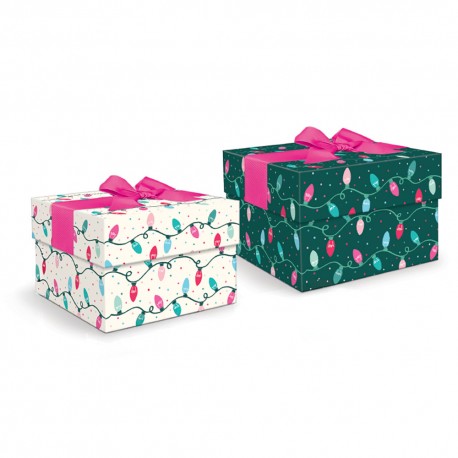 Big square bow box set of 2 - Twinkle Pop Lights