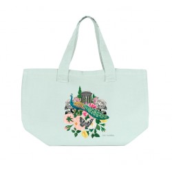 Grand sac cabas en coton vert avec fermeture - Le Jardin des Secrets