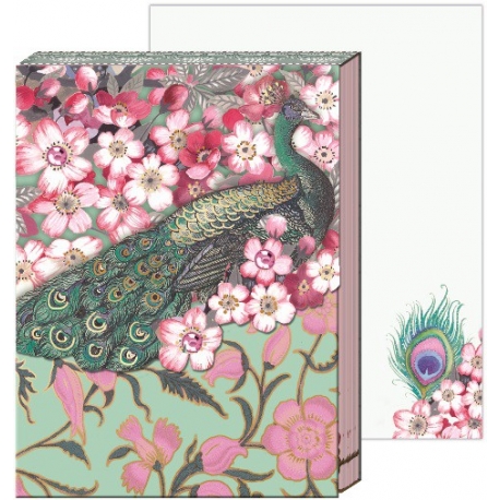 Pocket carnet de notes 'Cherry blossom peacock'