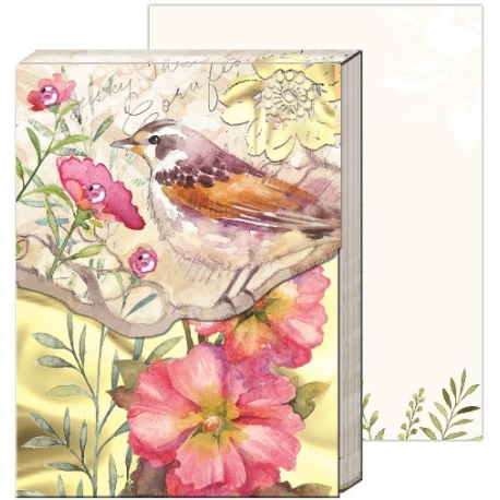 Pocket carnet de notes 'Pink floral bird'