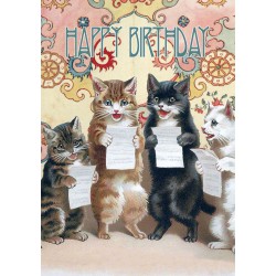 Carte double GM & env. 'HAPPY BIRTHDAY' (choral cats)