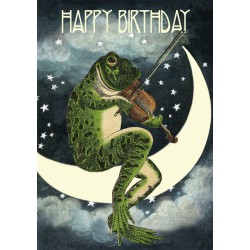 Carte double GM & env. 'HAPPY BIRTHDAY' (musician frog)