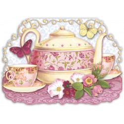 Carte double petit modèle 3D et enveloppe - Yellow Teapot