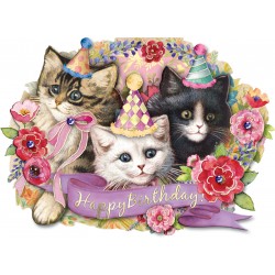 Carte double petit modèle 3D et enveloppe - Chats en fête