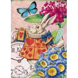Carte double GM et enveloppe - Alice - Trumpet Rabbit