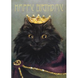 Carte double GM et enveloppe - Happy Birthday - Queen cat