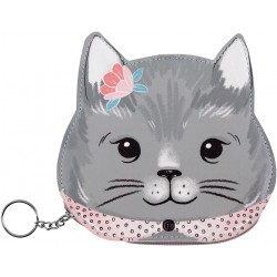 Trousse porte clés aspect cuir - Pets Gray Kitten