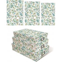 Set de 3 boîtes rectangulaires gigognes basses - Palm Botanical