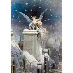 Carte double GM et enveloppe Noel - Angel Santa Claus