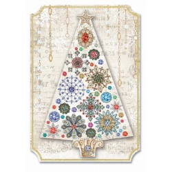 Carte double petit modèle 3D et enveloppe Noël - Broche Sapin de Noel