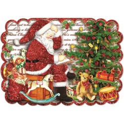 Carte double petit modèle 3D et enveloppe Noël - Jouets & Père Noël