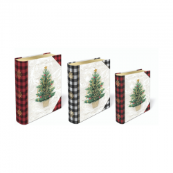 Set de 3 boîtes livres gigognes GM Noel - Buffalo Check Tree