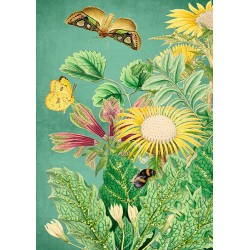 Carte double GM et enveloppe - Botanical (flowers & butterfly)
