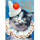 Carte double GM et enveloppe - Happy Birthday (clown cat)