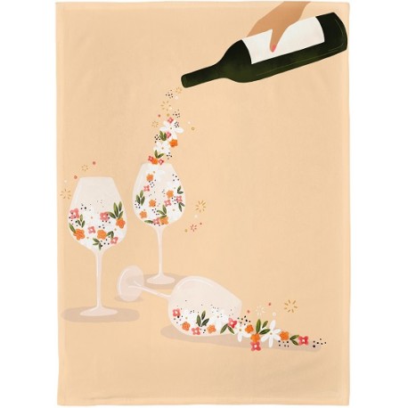 Torchon en coton biologique 50x70 cm Flowers Wine - Chic Mic