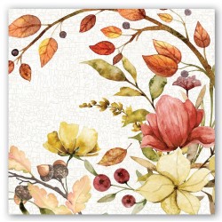 Luncheon napkin - Fall Leaves & Flowers