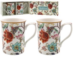 Coffret cadeau de 2 mugs en porcelaine - Anthina Blue