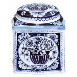 Wavy Dom Lid tea caddy - Blue & White