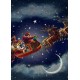 Carte double GM et enveloppe Noel - Sledge & Santa Claus in the Sky