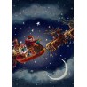 Christmas card - Sledge & Santa Claus in the Sky