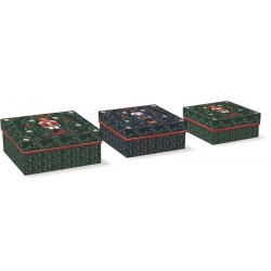 Set de 3 boîtes carrées gigognes MM Noël - Scandi Nutcrackers